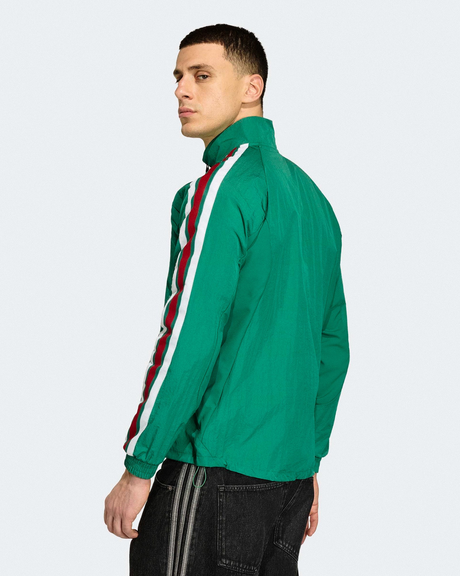 adidas FMF Mexico Home Anthem Jacket 26 Bold Green Track Jackets JZ6458 On Model Back View | Overkill
