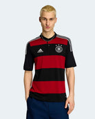 adidas DFB Germany Away Jersey 14 Black / Victory Red T-Shirts JZ6959 On Model Front View | Overkill
