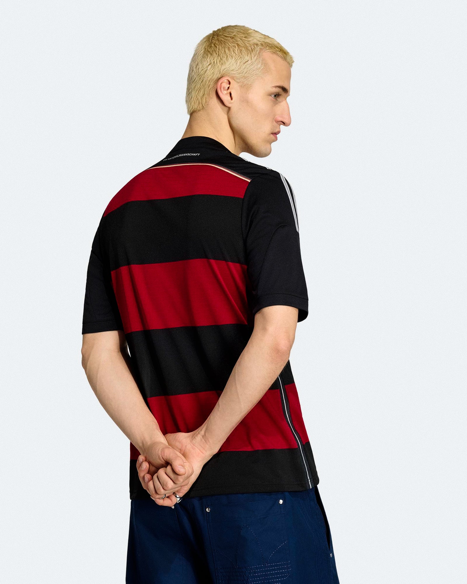 adidas DFB Germany Away Jersey 14 Black / Victory Red T-Shirts JZ6959 On Model Back View | Overkill
