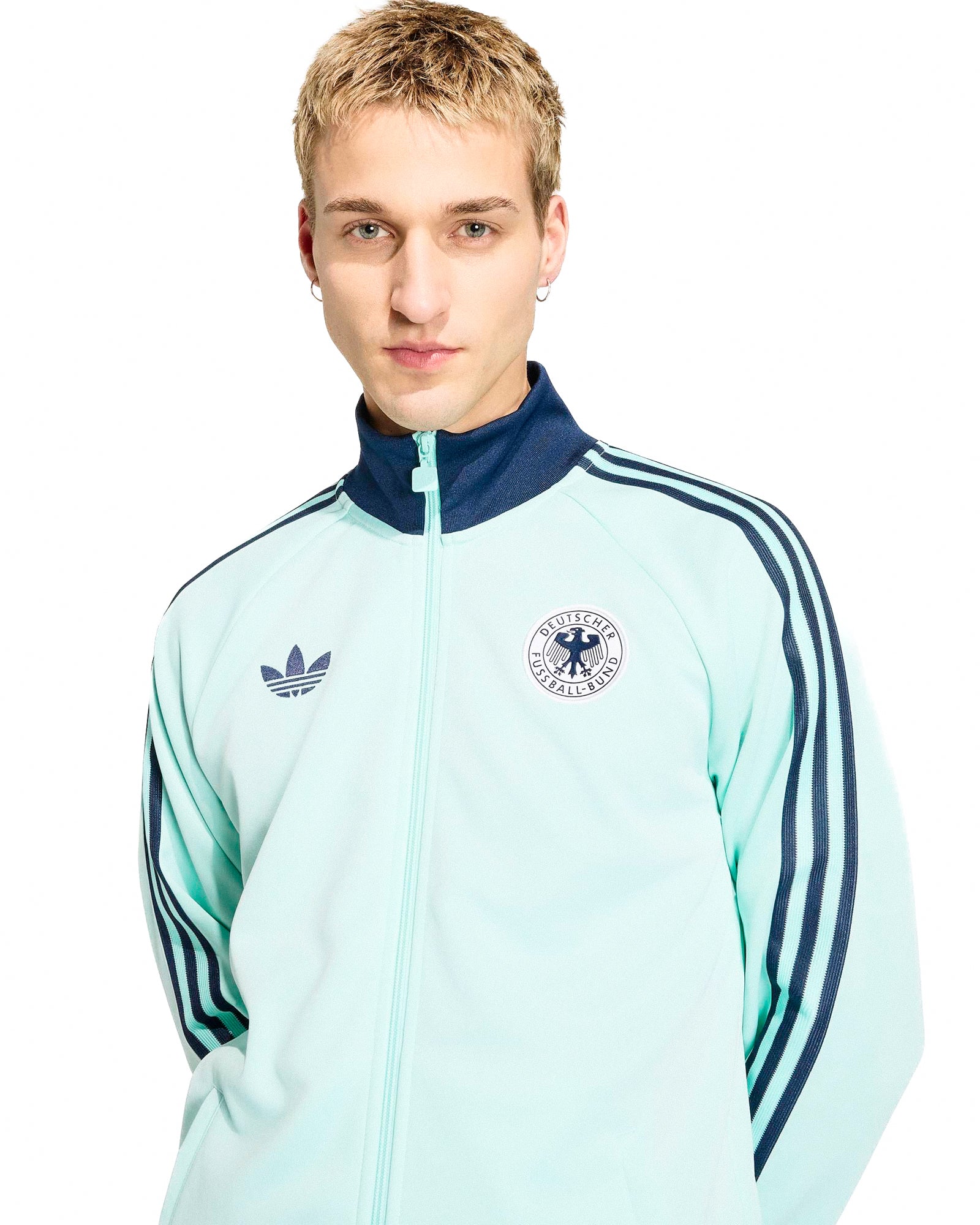 adidas DFB Germany OG Track Top Semi Flash Aqua Track Jackets JZ9340 On Model Back View | Overkill
