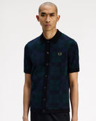 Fred Perry Black Watch Tartan Knit Shirt Black Watch Tartan Shirts K1553-37A On Model Front View | Overkill
