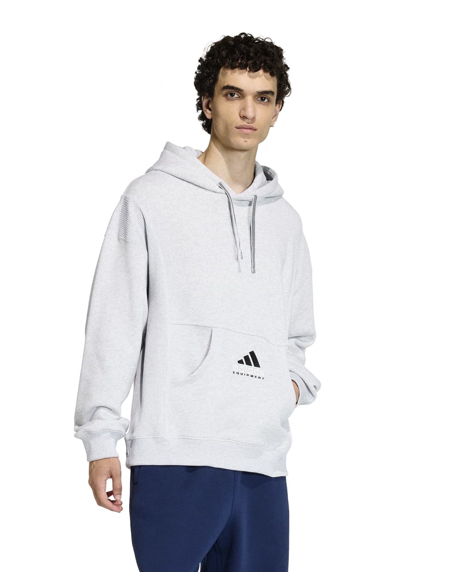 adidas Equipment Hoodie Light Grey Heather Hoodies KB9328 On Model Front View | Overkill
