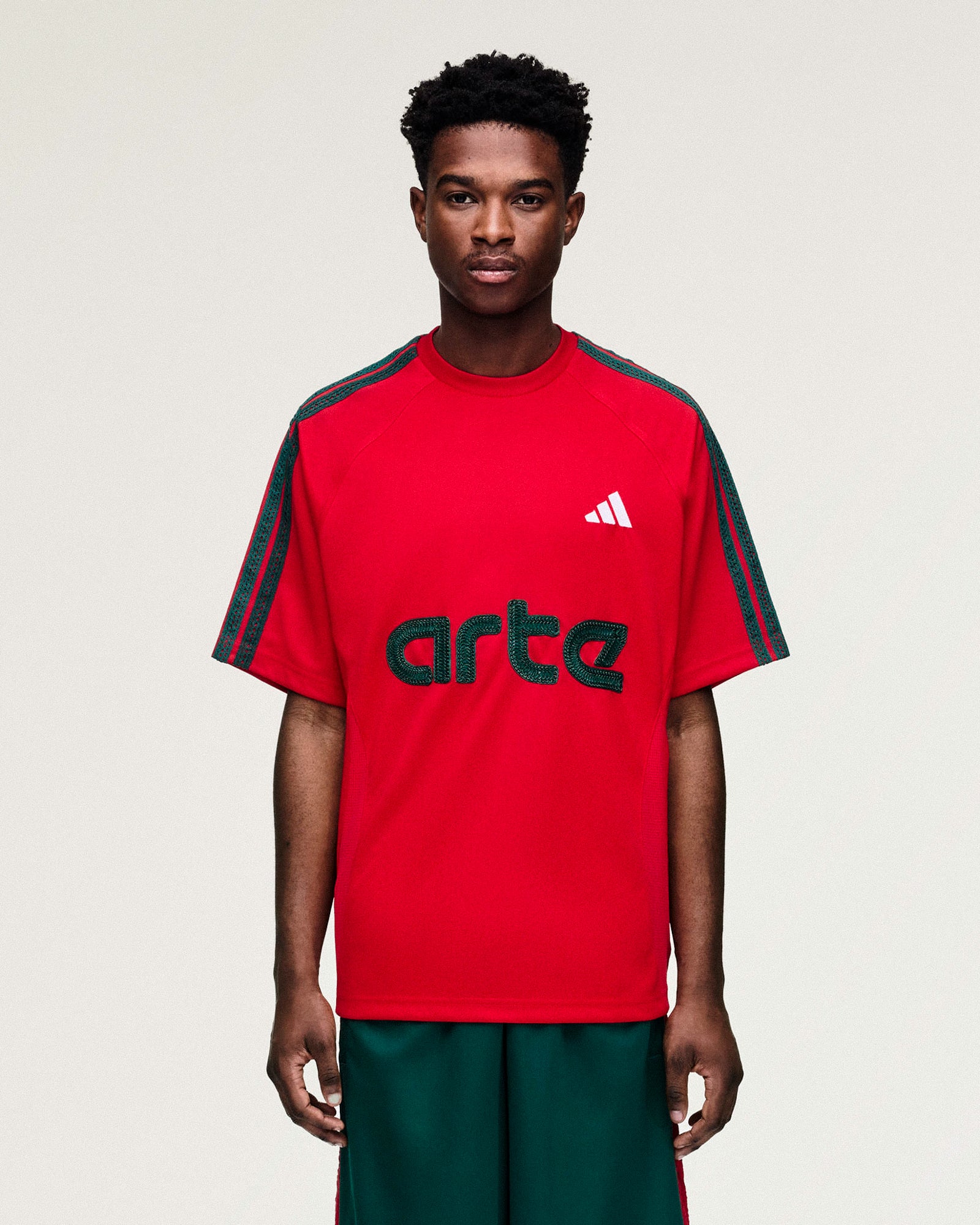 adidas Jersey Better Scarlet T-Shirts KC9603 On Model Front View | Overkill
