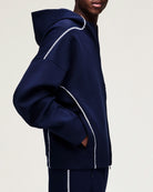 adidas Z.N.E. FZ-Hoodie Legend Ink / White Hoodies KD1616 On Model Back View | Overkill
