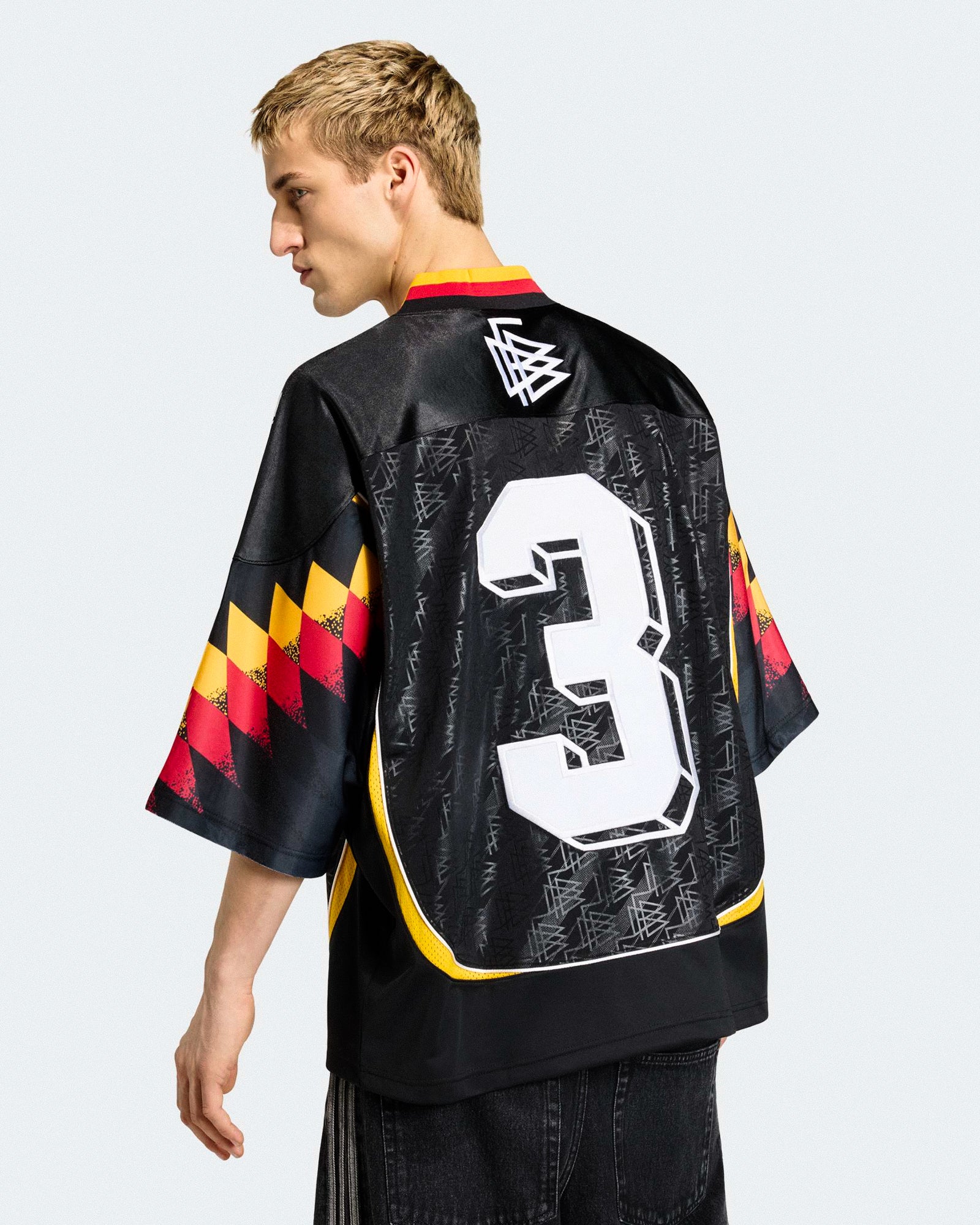 adidas DFB Germany Bringback Remixed Jersey Black T-Shirts KD5980 On Model Back View | Overkill
