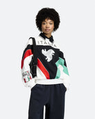 adidas Italia Crew Cloud White / Black / Vivid Red / Semi Court Green Sweatshirts KD7768 On Model Front View | Overkill
