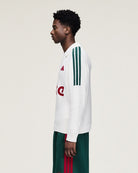 adidas Knitted LS Jersey White / Collegiate Green Sweatshirts KD9334 On Model Back View | Overkill
