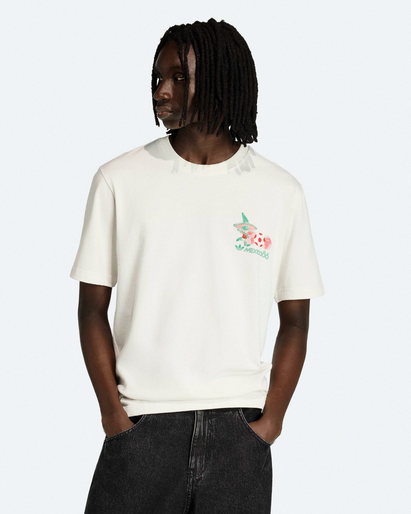 adidas Mascot Tee PIQ Cloud White T-Shirts KE2037 On Model Front View | Overkill
