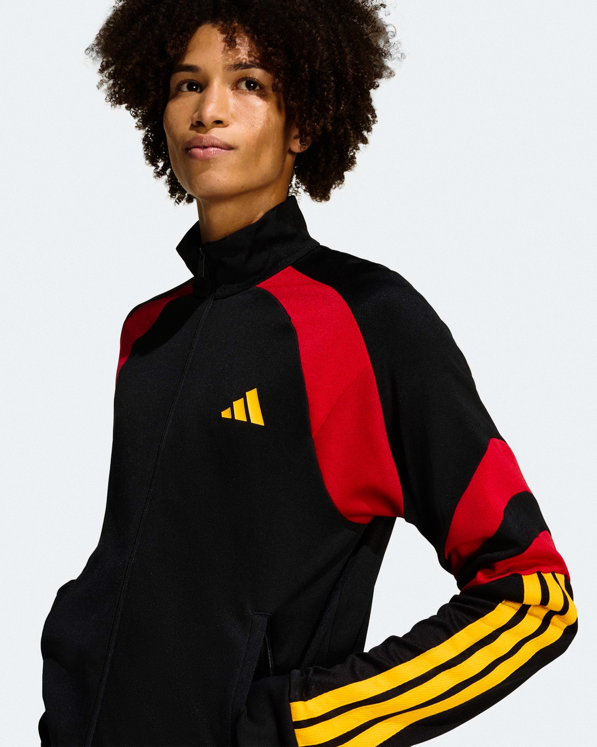 adidas M Tiro NP Track Top Black / Team Power Red 2 / Collegiate Gold Track Jackets KE6034 Style Inspiration | Overkill

