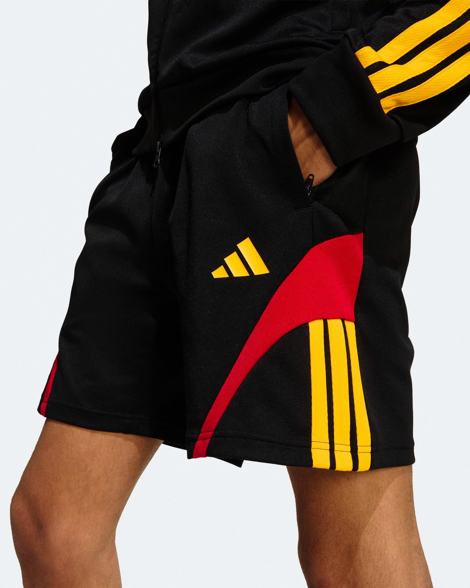 adidas M Tiro NP Shorts Black / Team Power Red 2 / Collegiate Gold Shorts KE6035 Style Inspiration | Overkill
