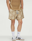 Clot by Edison Chen x adidas Ikat Shorts Warm Sandstone Shorts KE7068 On Model Front View | Overkill
