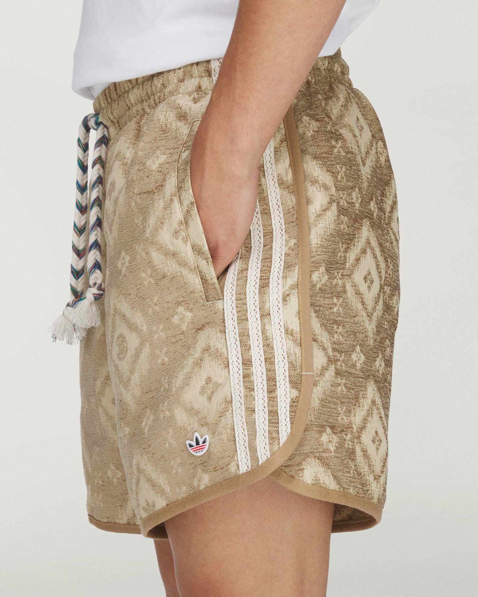 Clot by Edison Chen x adidas Ikat Shorts Warm Sandstone Shorts KE7068 On Model Back View | Overkill
