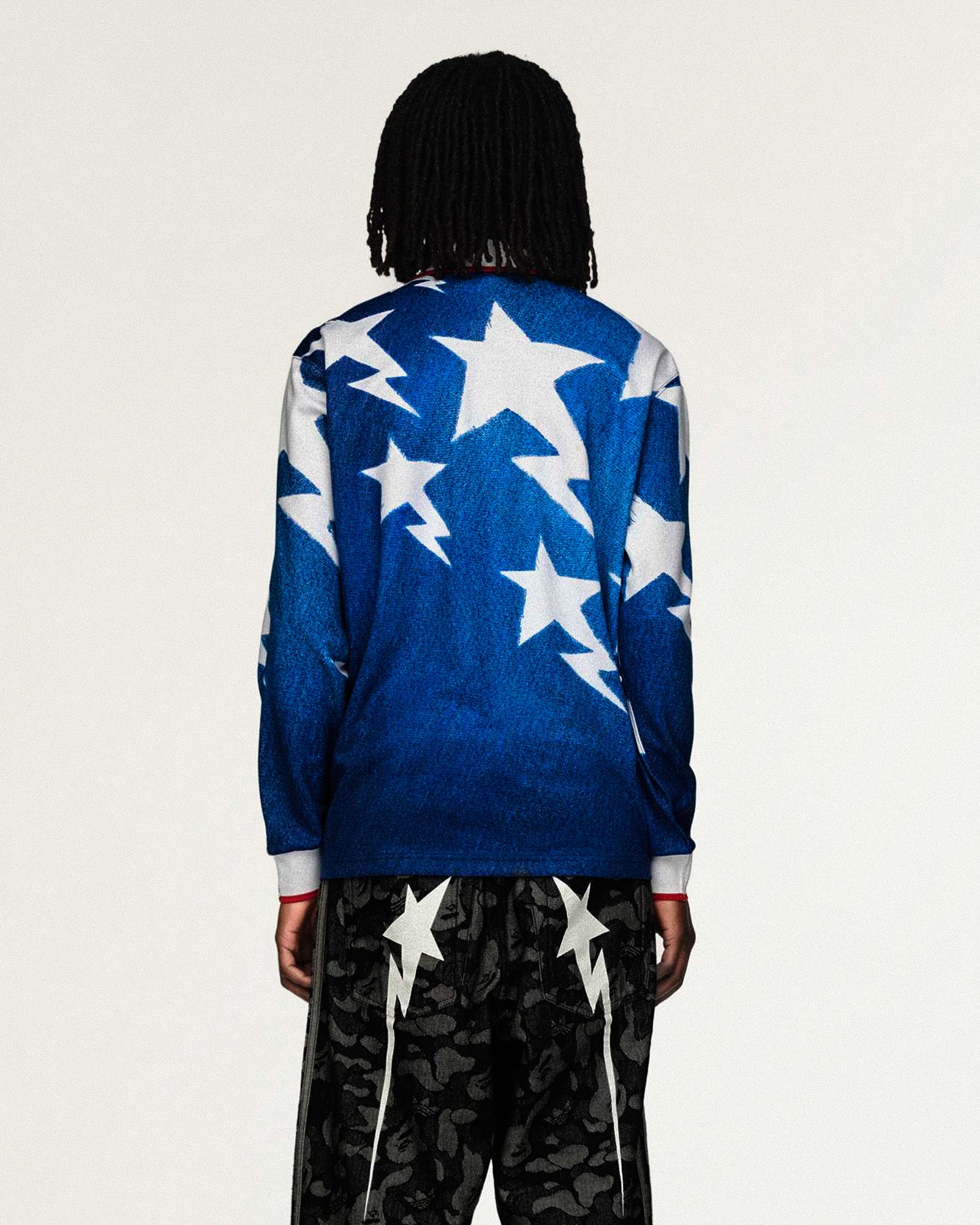 BAPE x adidas LSL Star Jersey Medium Blue Denim Longsleeves KF4913 Style Inspiration | Overkill
