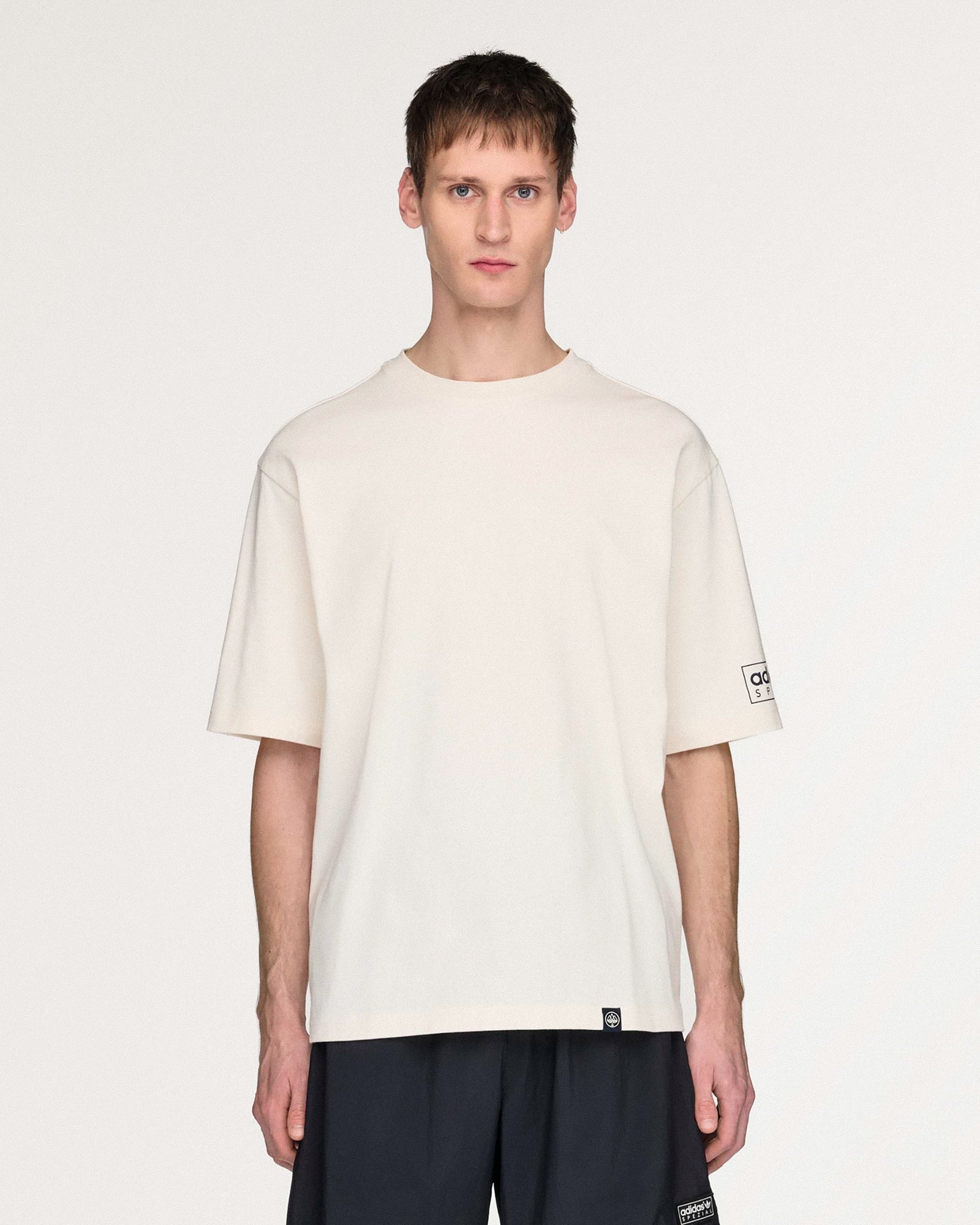 adidas Mod Tee SPZL Chalk White T-Shirts KF6813 On Model Front View | Overkill
