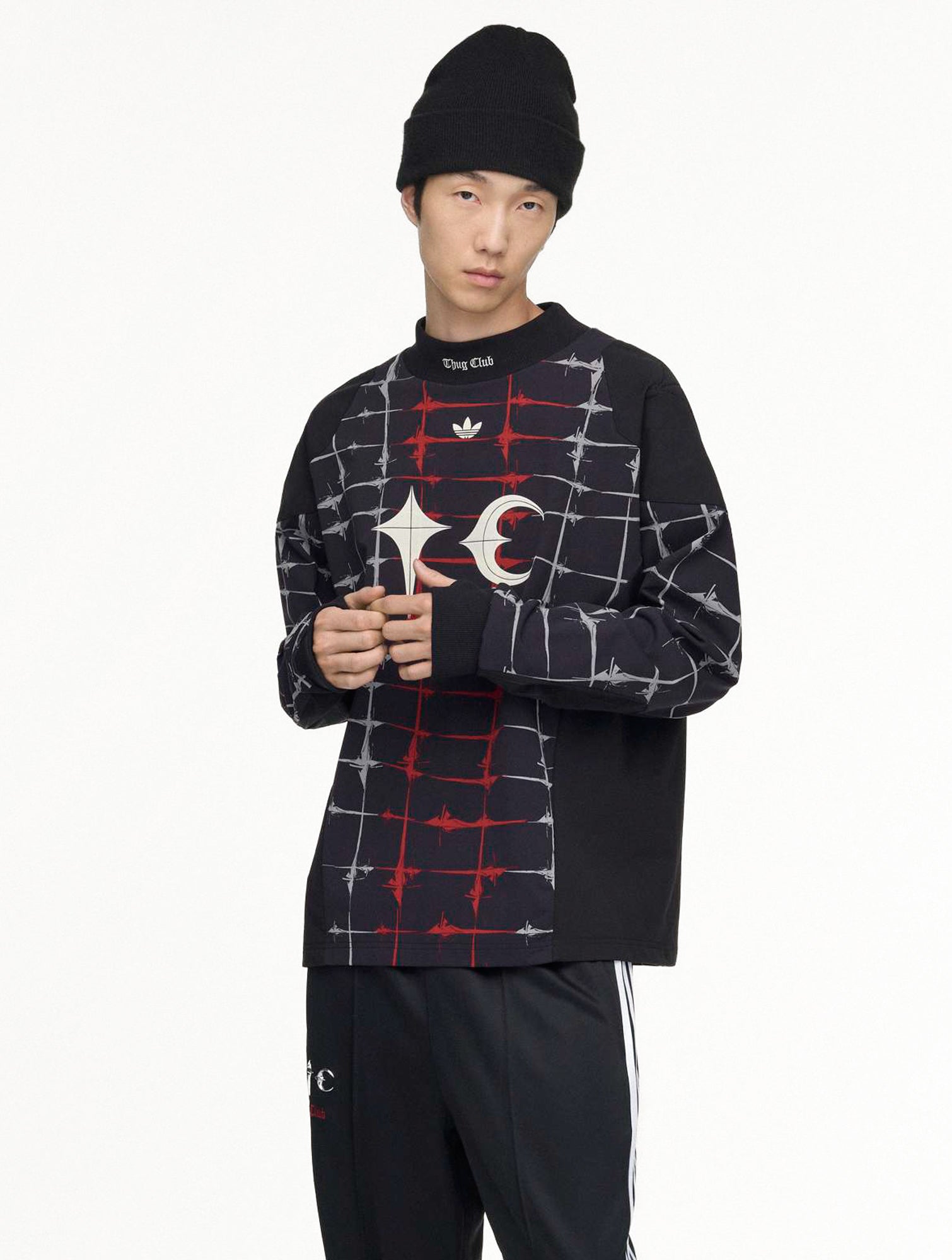 Thug Club x adidas TC Goalie T Longslevees Black Longsleeves KF6913 On Model Front View | Overkill
