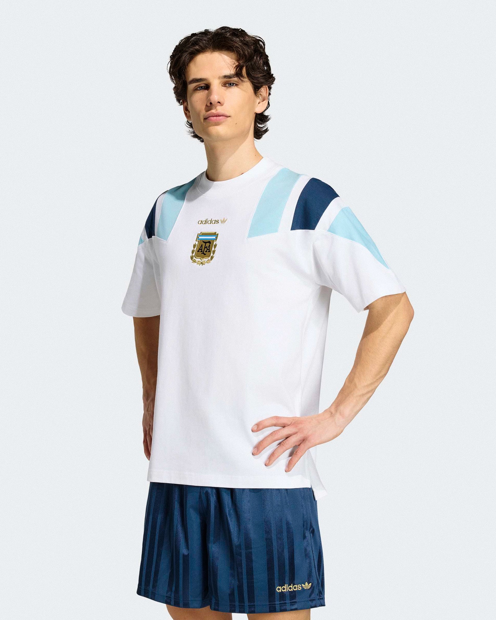 adidas AFA Argentina Equipment Tee White T-Shirts KG2288 On Model Front View | Overkill

