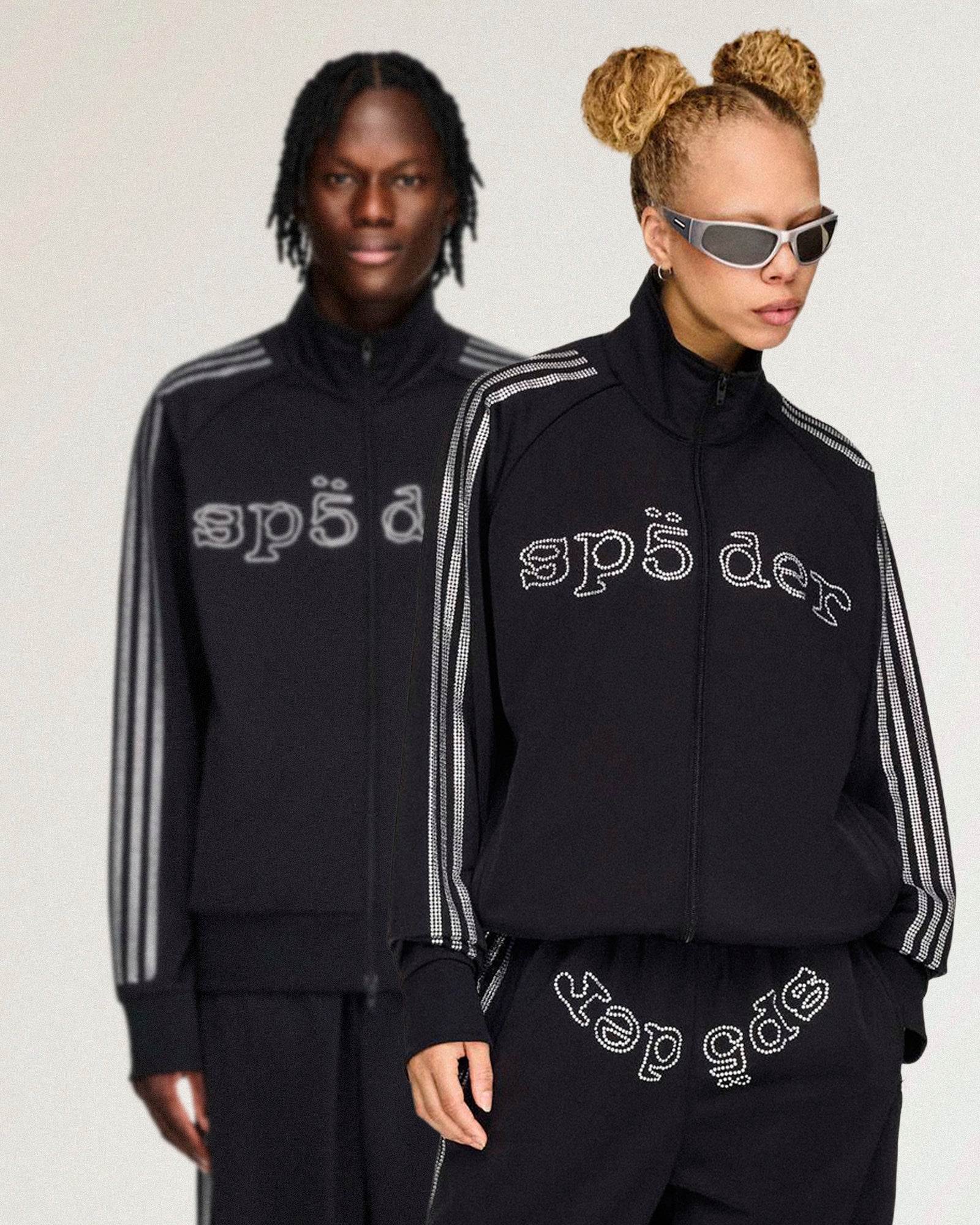 SP5DER x adidas Hooded Track Top Black Hoodies KQ8320 On Model Front View | Overkill
