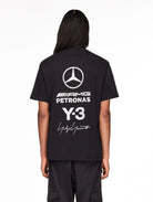 Mercedes-AMG Petronas F1 x Y-3 F1 Logo SS Tee Black T-Shirts KR2373 On Model Back View | Overkill

