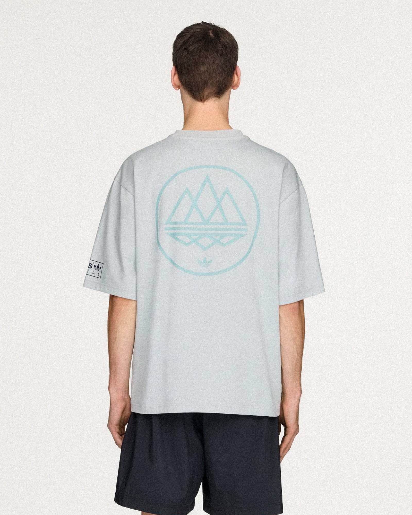 adidas Mod Tee SPZL Wonder Silver T-Shirts KR2731 On Model Back View | Overkill
