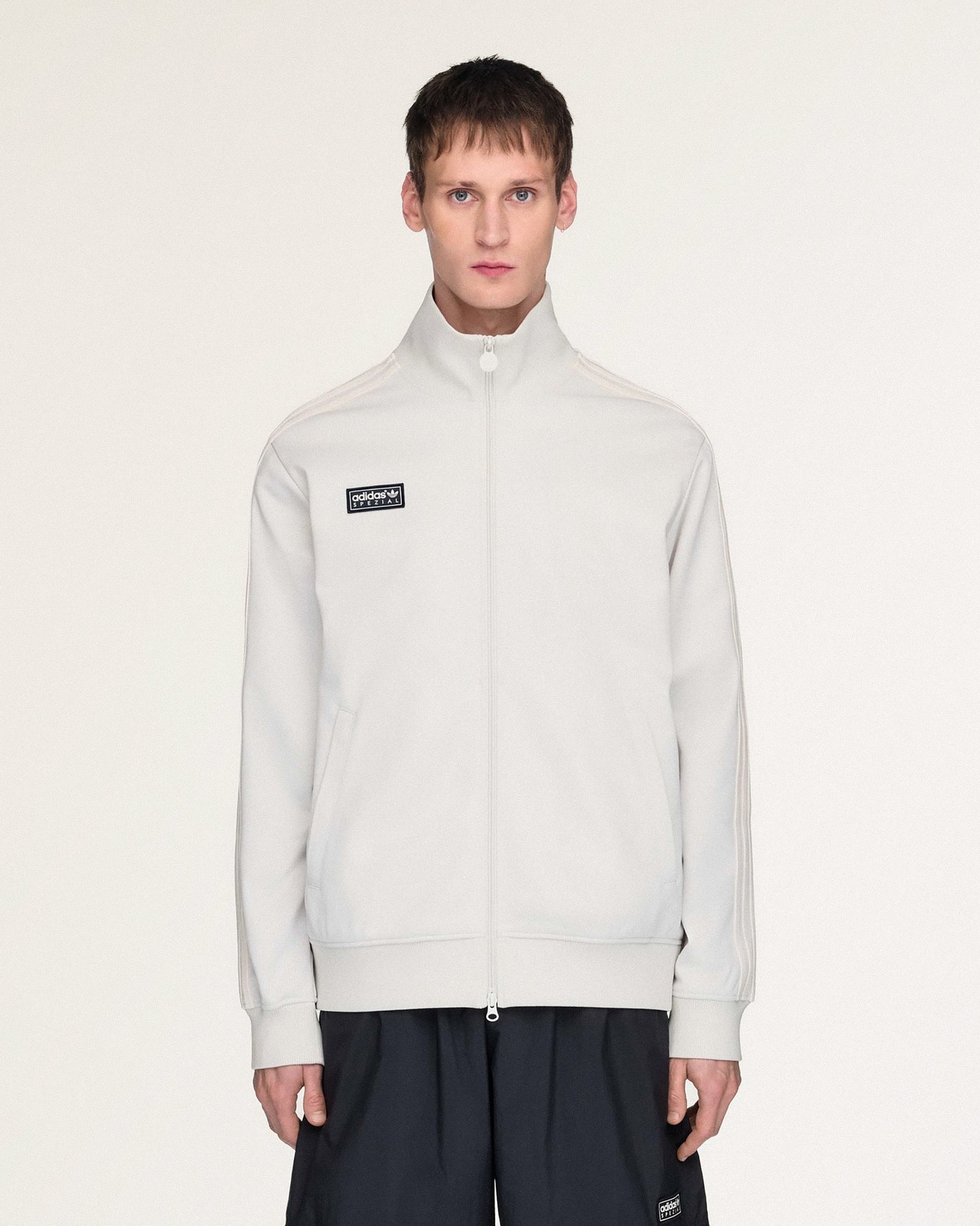 adidas Backhill Track Top SPZL Orbit Grey Track Jackets KR2733 On Model Front View | Overkill
