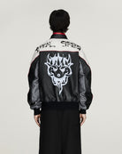 Y-3 Chito Graphic Leather Biker Jacket Black Jacket KR3573 On Model Back View | Overkill
