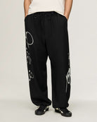 Y-3 Chito Graphic Wide Wool Pants Black Casual Pant KR8712 On Model Front View | Overkill

