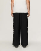 Y-3 Chito Graphic Wide Wool Pants Black Casual Pant KR8712 On Model Back View | Overkill
