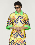 Willy Chavarria x adidas AOP Jersey Solar Lemon / Pure Purple / Solar Turbo T-Shirts KU7799 On Model Front View | Overkill
