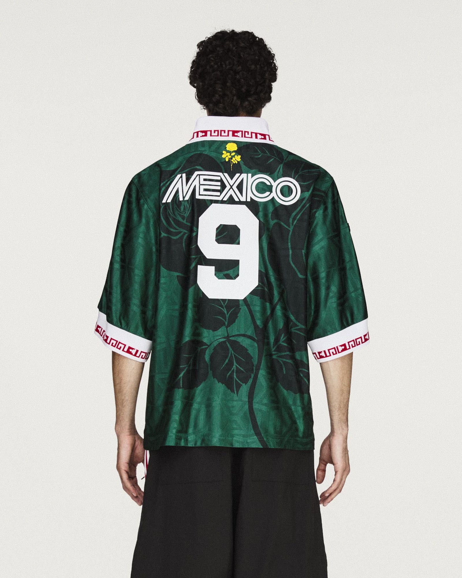 Willy Chavarria x adidas Soccer Jersey Collegiate Green T-Shirts KU7803 On Model Back View | Overkill
