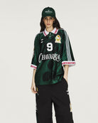 Willy Chavarria x adidas Soccer Jersey Collegiate Green T-Shirts KU7803 Model Detail 1 | Overkill
