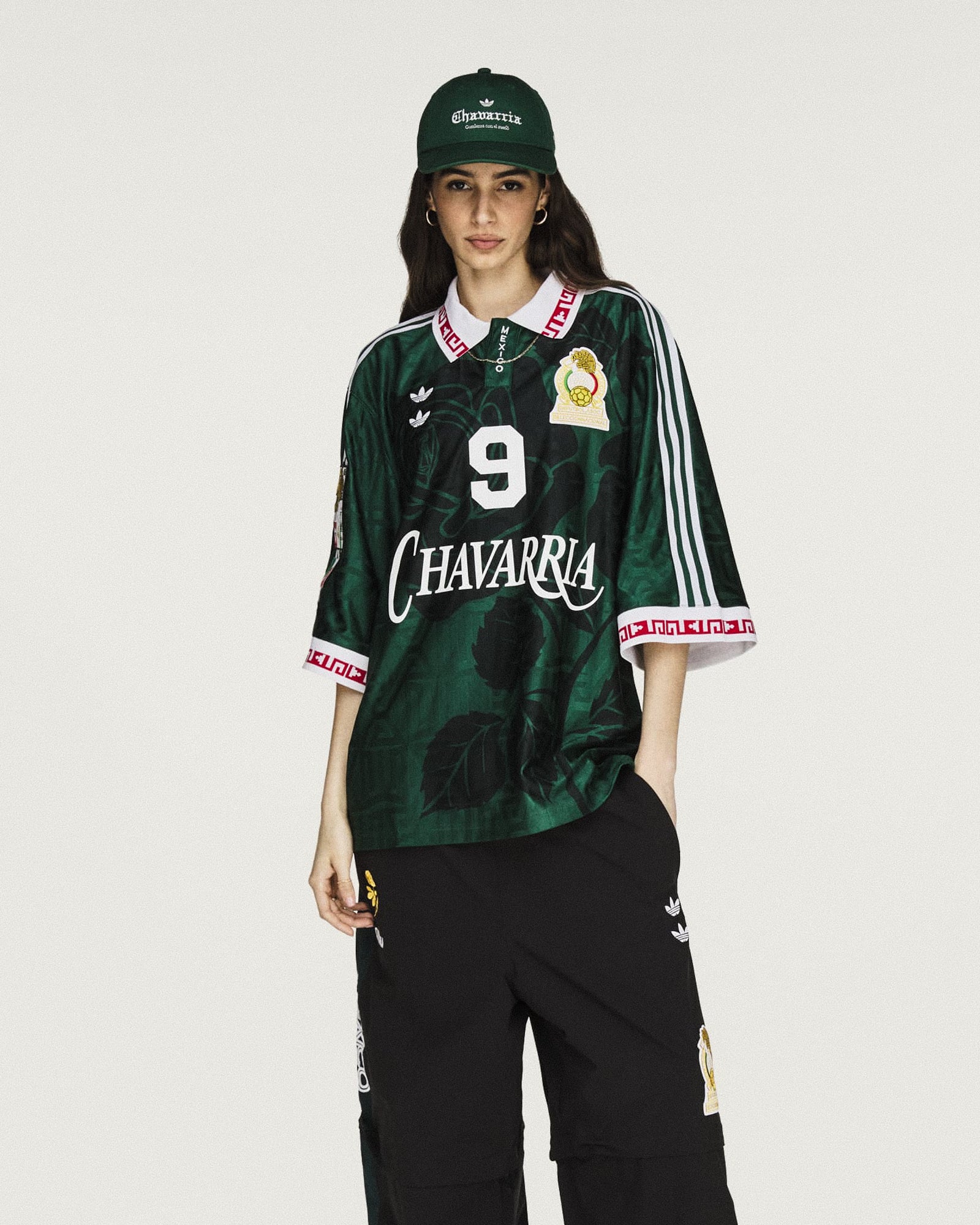 Willy Chavarria x adidas Soccer Jersey Collegiate Green T-Shirts KU7803 Model Detail 1 | Overkill
