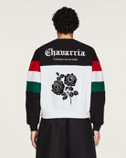 Willy Chavarria x adidas Crew Sweatshirt Black / White Sweatshirt KV1976 On Model Back View | Overkill

