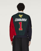 Willy Chavarria x adidas Watsonville Sweatshirt Aurora Ivy / Legend Ink / Better Scarlet Sweatshirts KV1996 On Model Back View | Overkill
