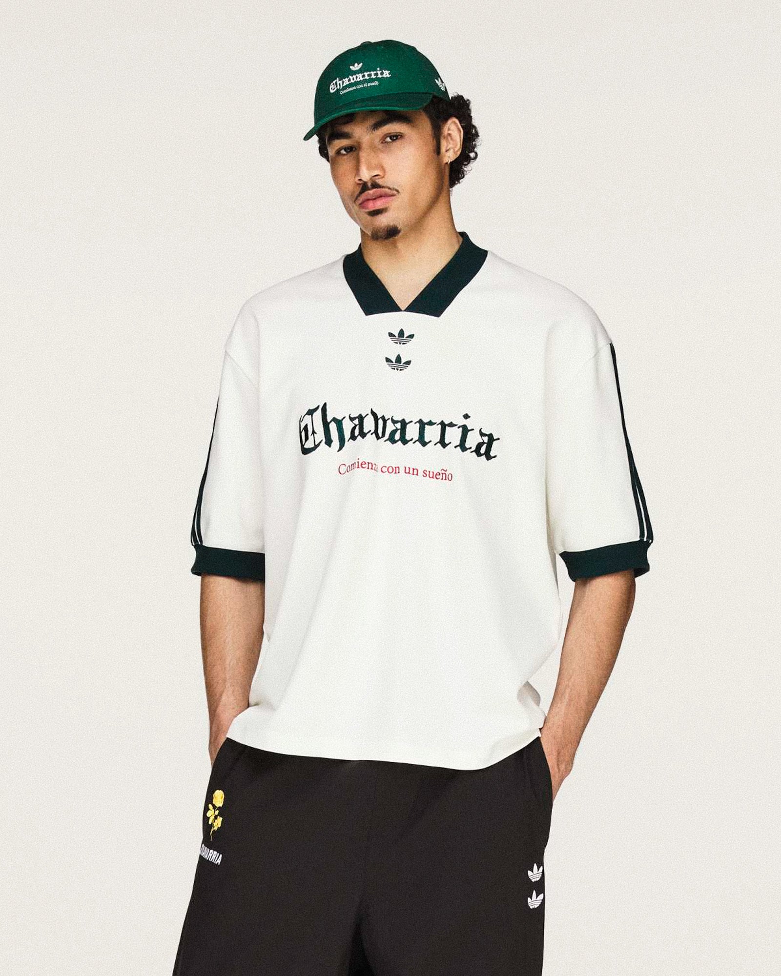 Willy Chavarria x adidas Soccer Tee Off White T-Shirt KY7708 On Model Front View | Overkill
