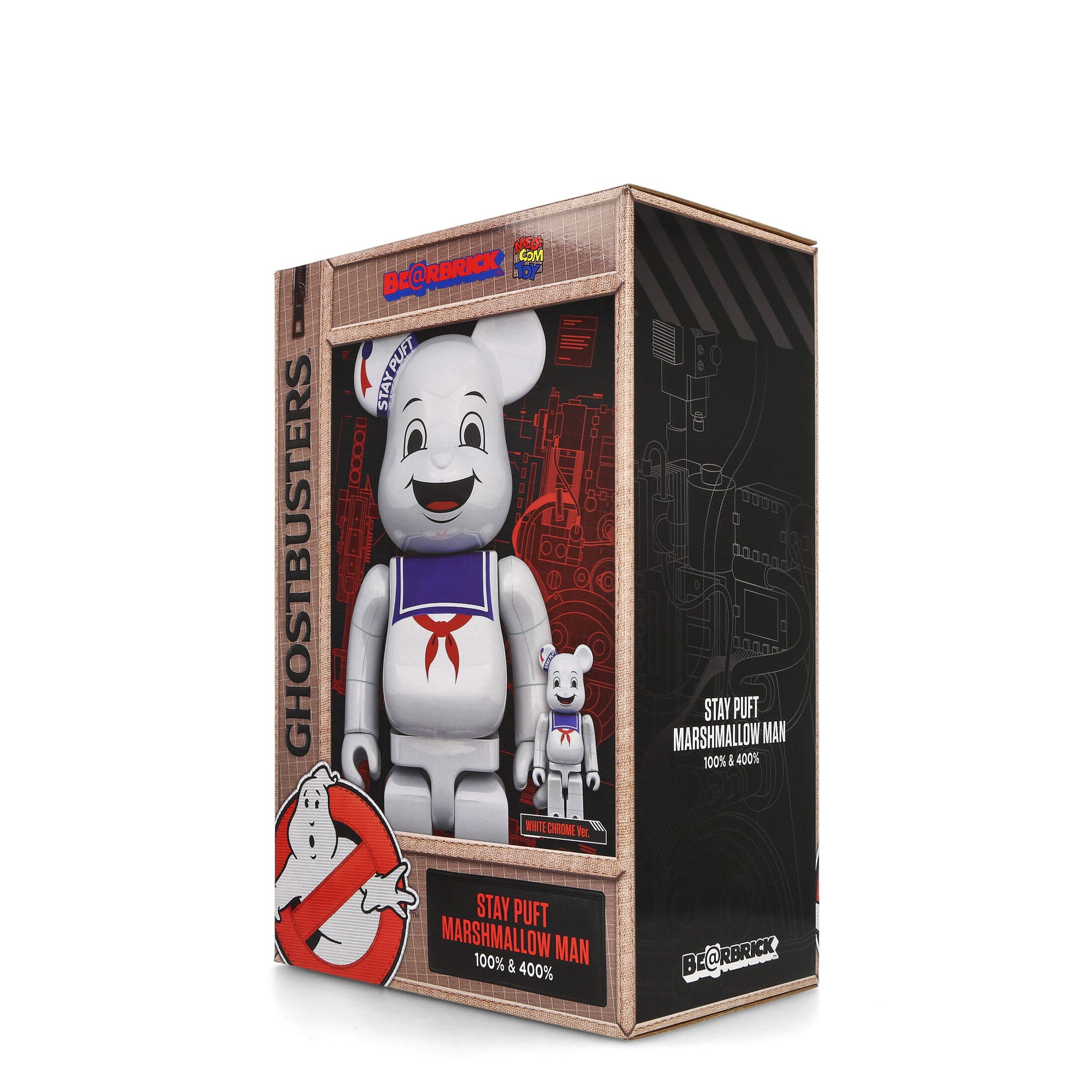 Medicom Be@rbrick Stay Puft Marshmallow Man White Chrome Version 400% + 100% Multicolor Collectibles & Toys Detail view 2 | Overkill