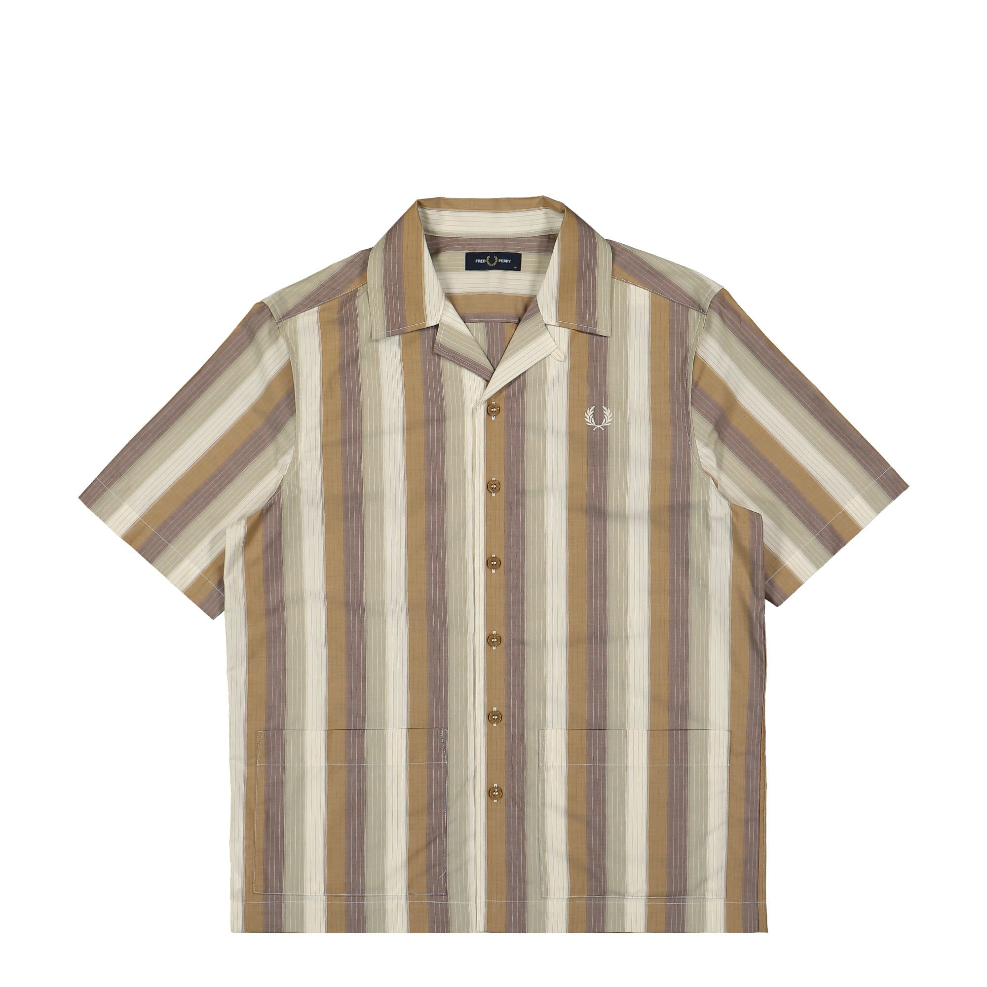 Fred Perry Ombre Stripe Revere Collar Shirt Dark Caramel Shirts M7761-644 | Overkill