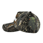 Metalwood Studio Metal Logo 5-Panel Real Leaf Camo Caps MWS25-01-10-RLC Close-up | Overkill
