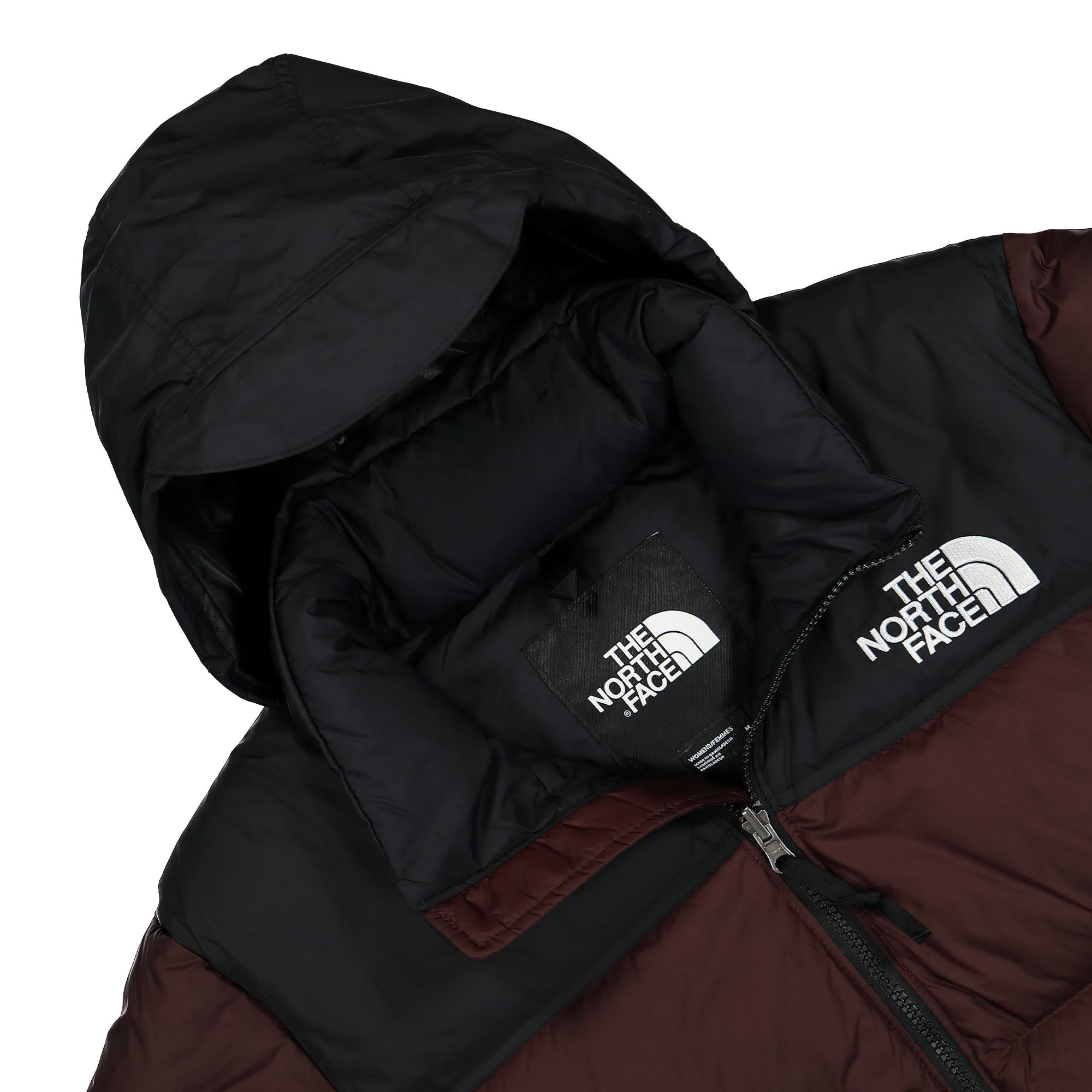 The North Face W 1996 Retro Nuptse Jacket Coal Brown / TNF Black Puffer Jackets Close-up | Overkill