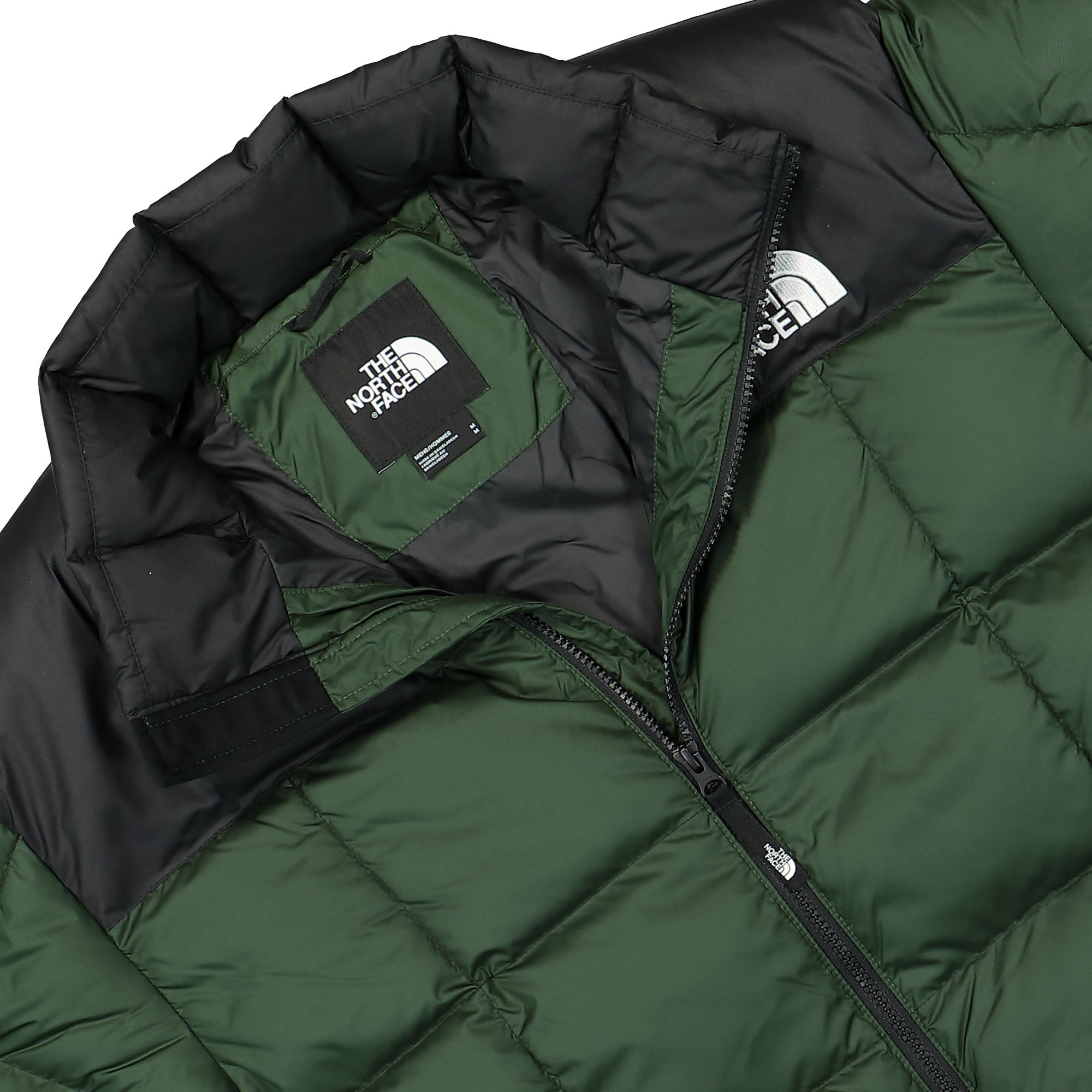 The North Face Lhotse Jacket Pine Needle / TNF Black Puffer Jackets Close-up | Overkill