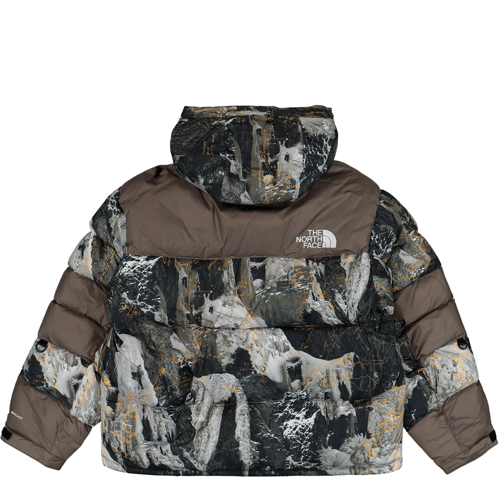 The North Face Himalayan Baltoro Jacket Falcon Brown Conrads Notes Print Puffer Jackets Material | Overkill