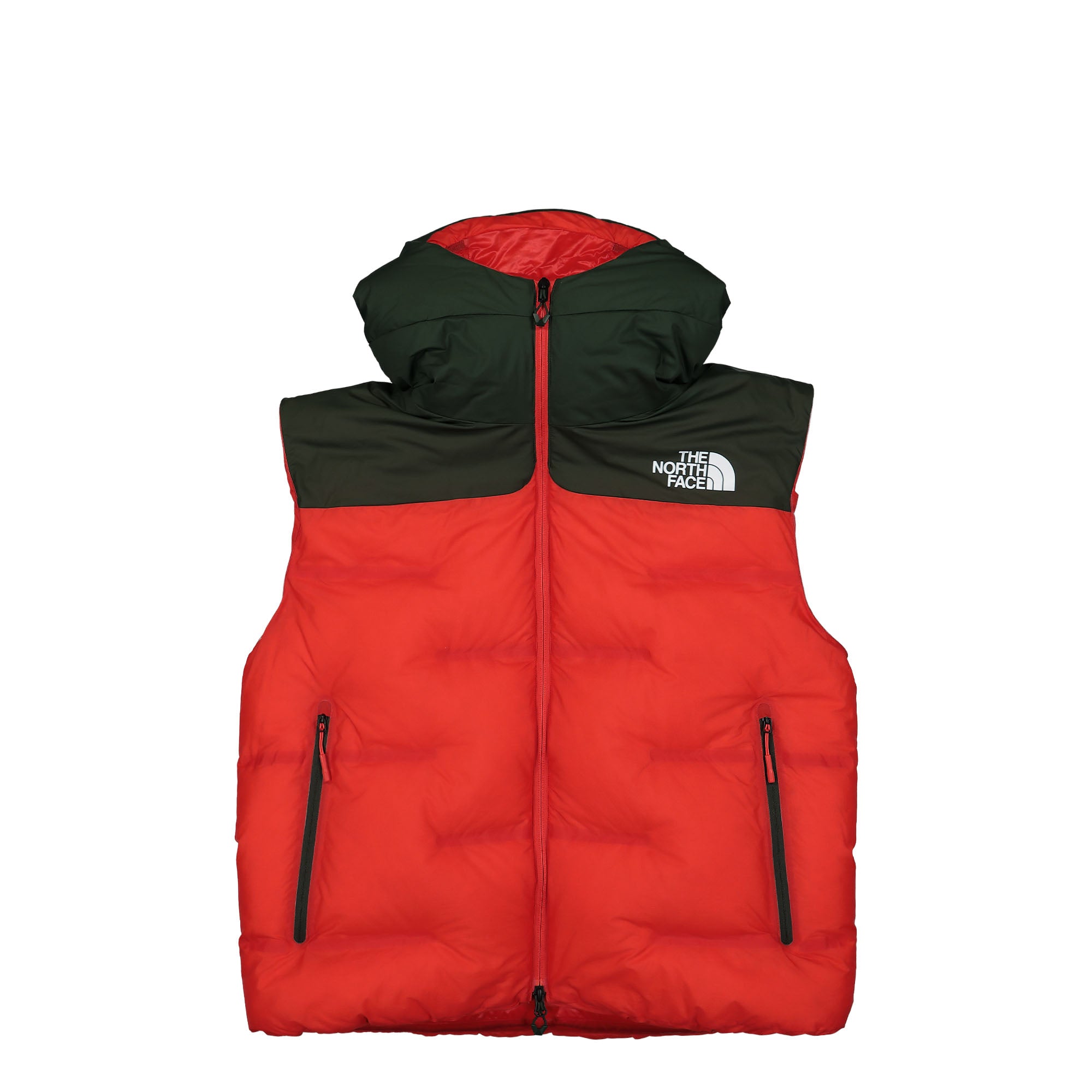 The North Face Cloud Down Nuptse Jacket Dark Cedar Green / High Risk Red Puffer Jackets Detail view 3 | Overkill