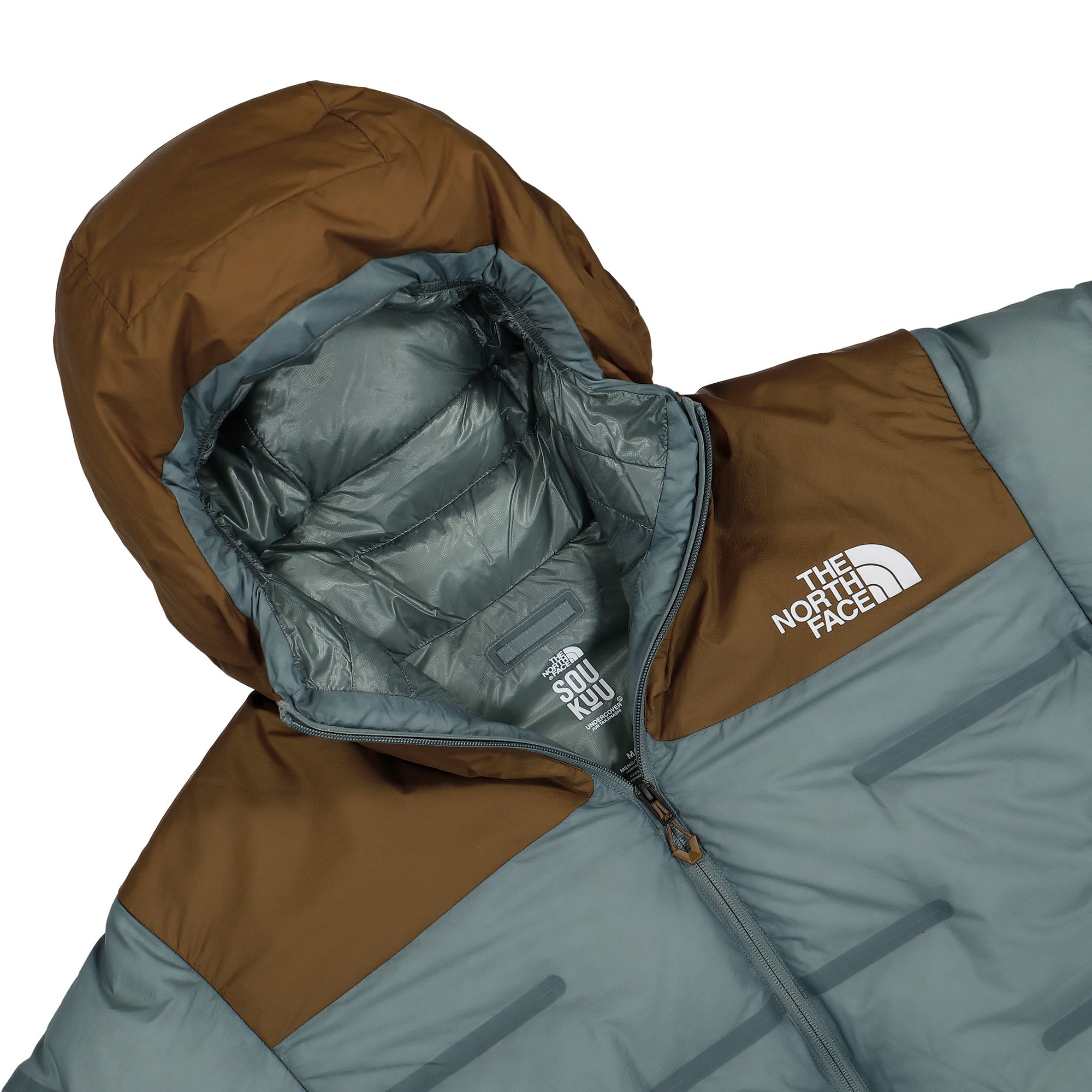 The North Face Undercover x The North Face Cloud Down Nuptse Jacket Sepia Brown / Concrete Grey Jackets Close-up | Overkill