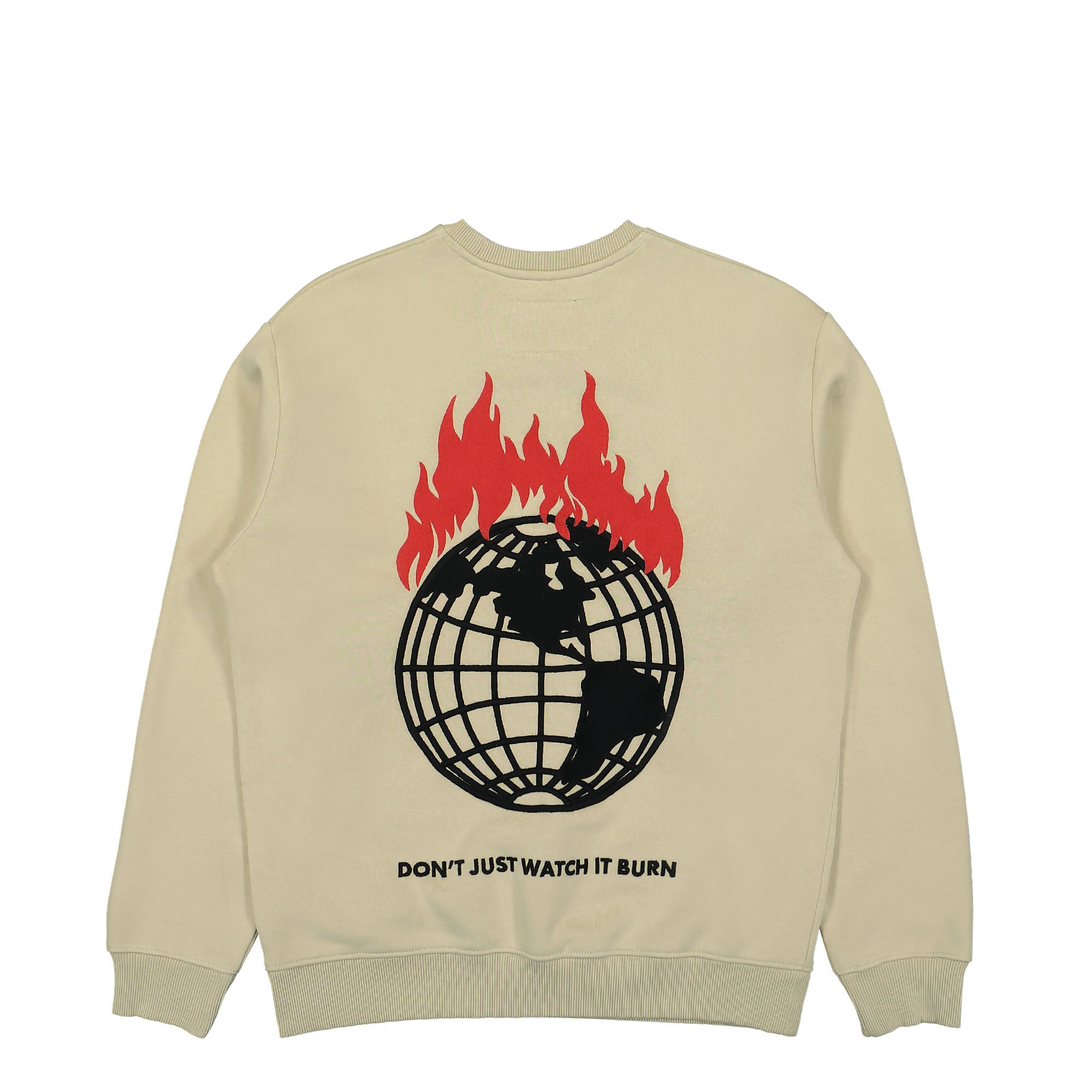 Obey Napapijri x Obey Dont Just Watch It Burn Crew Cream Sweatshirts Close-up | Overkill