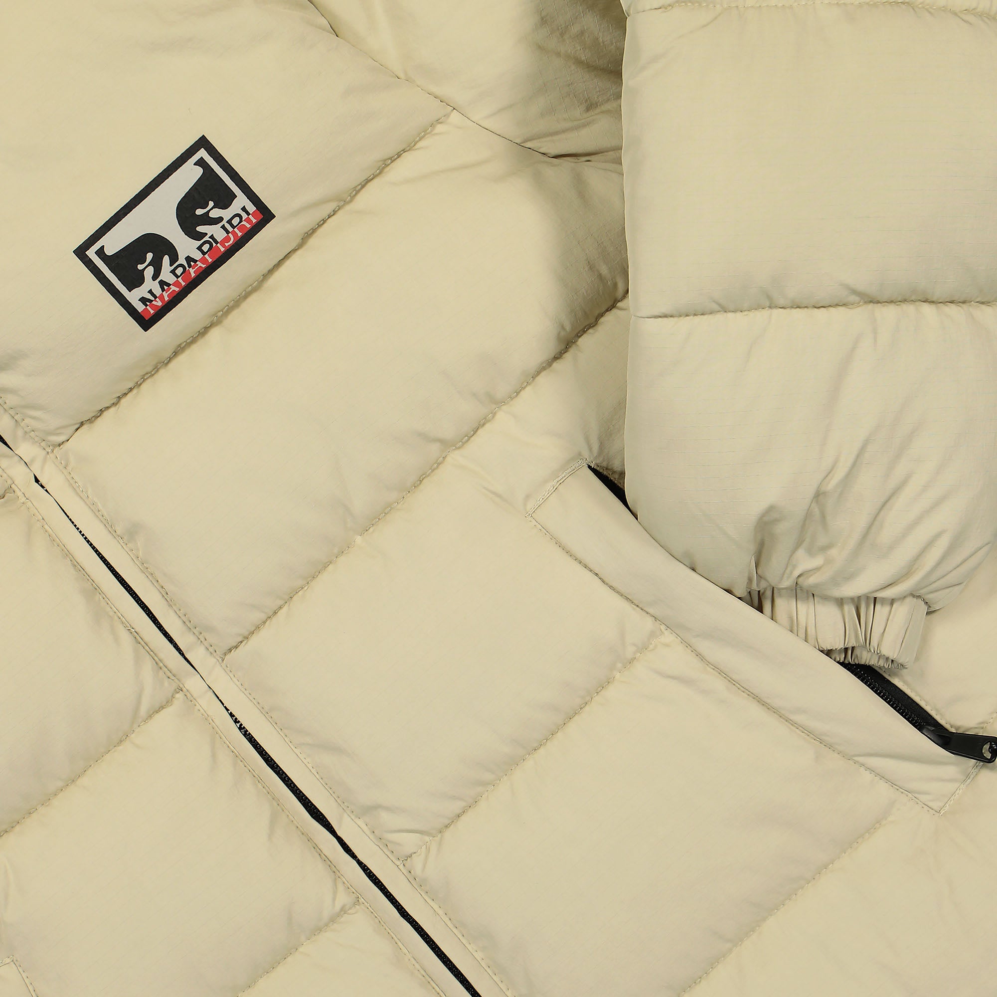 Obey Napapijri x Obey Dont Just Watch It Burn Puffer Jacket Cream Puffer Jackets Detailfoto | Overkill
