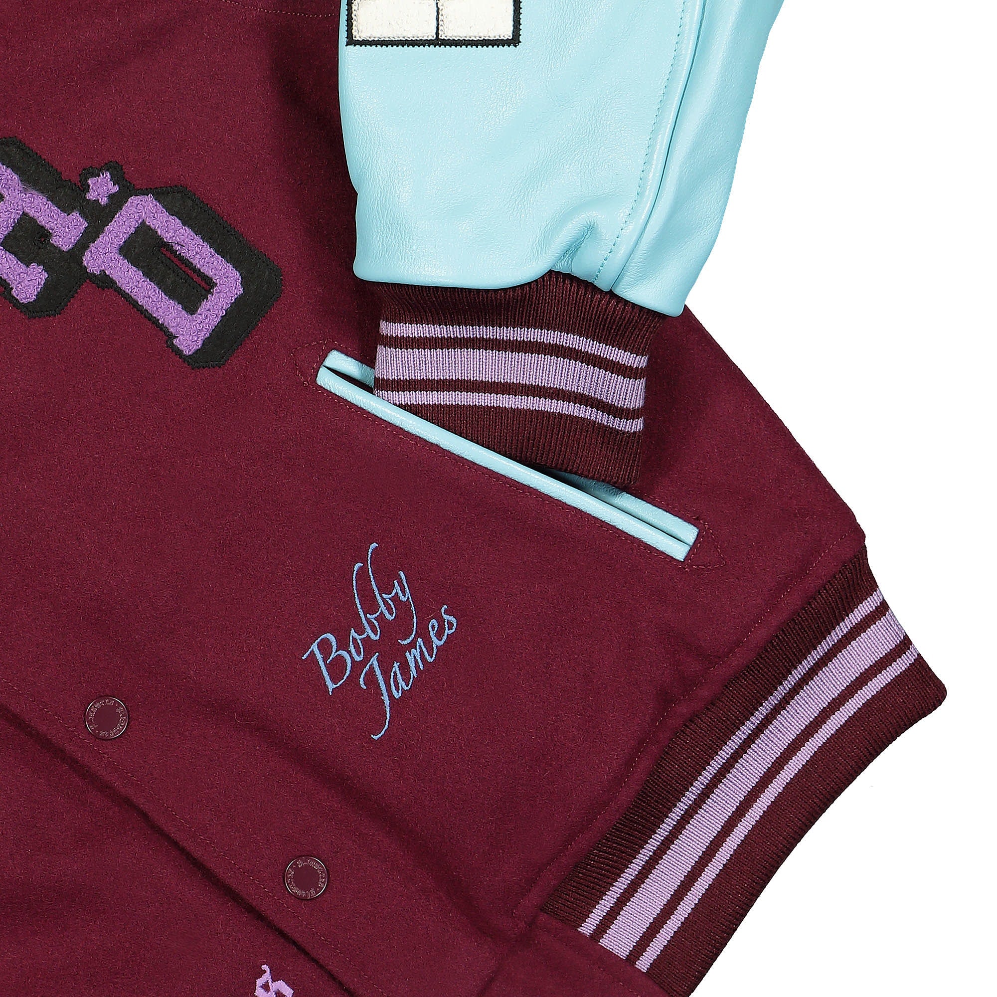 Pleasures NERD Varsity Jacket Purple Bomber & Varsity Jackets Detailfoto | Overkill
