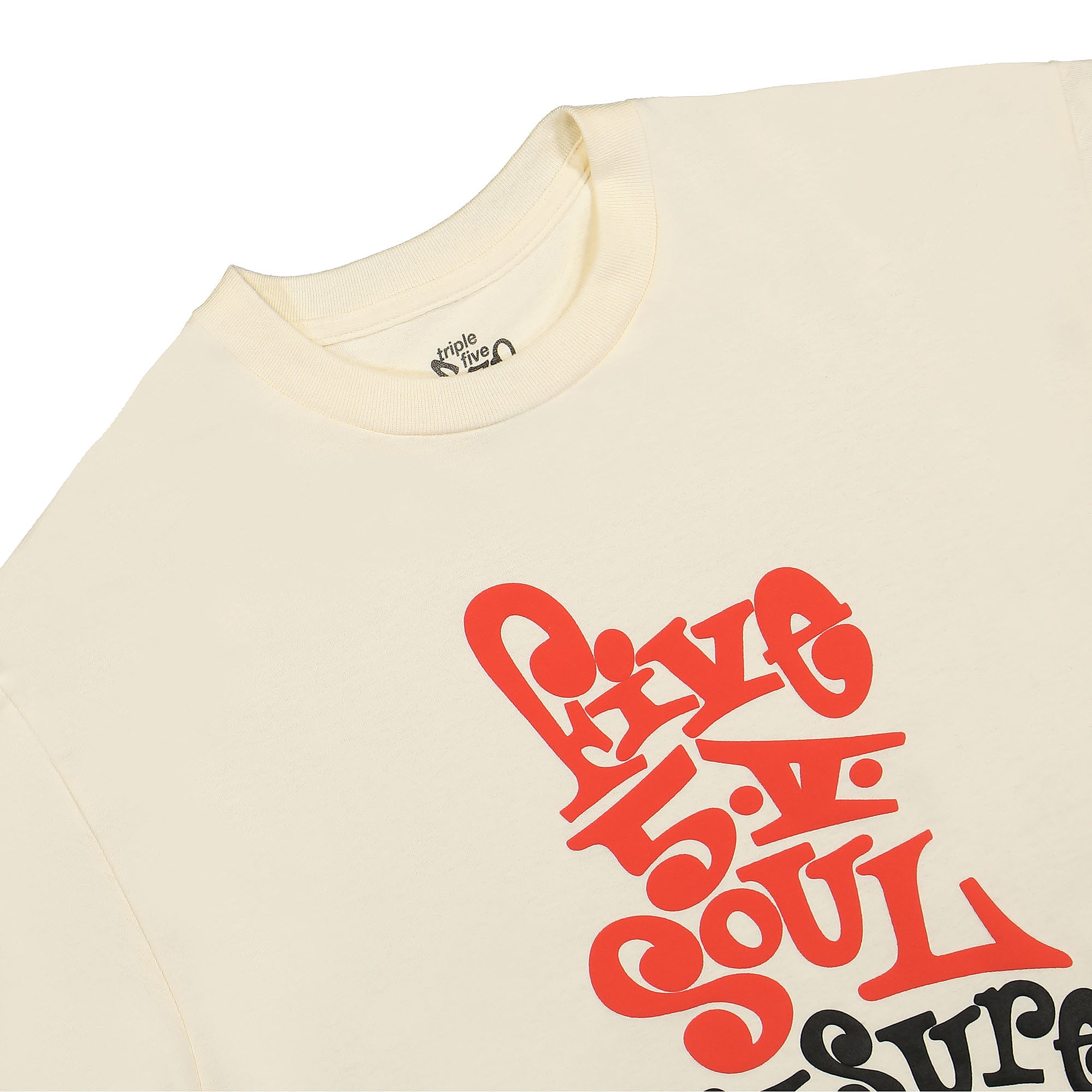 Pleasures Five 5 V T-Shirt Cream T-Shirts Close-up | Overkill