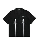 Pleasures Luster Camp Collar Button Down Shirt Black Shirts P23SP016-Black | Overkill