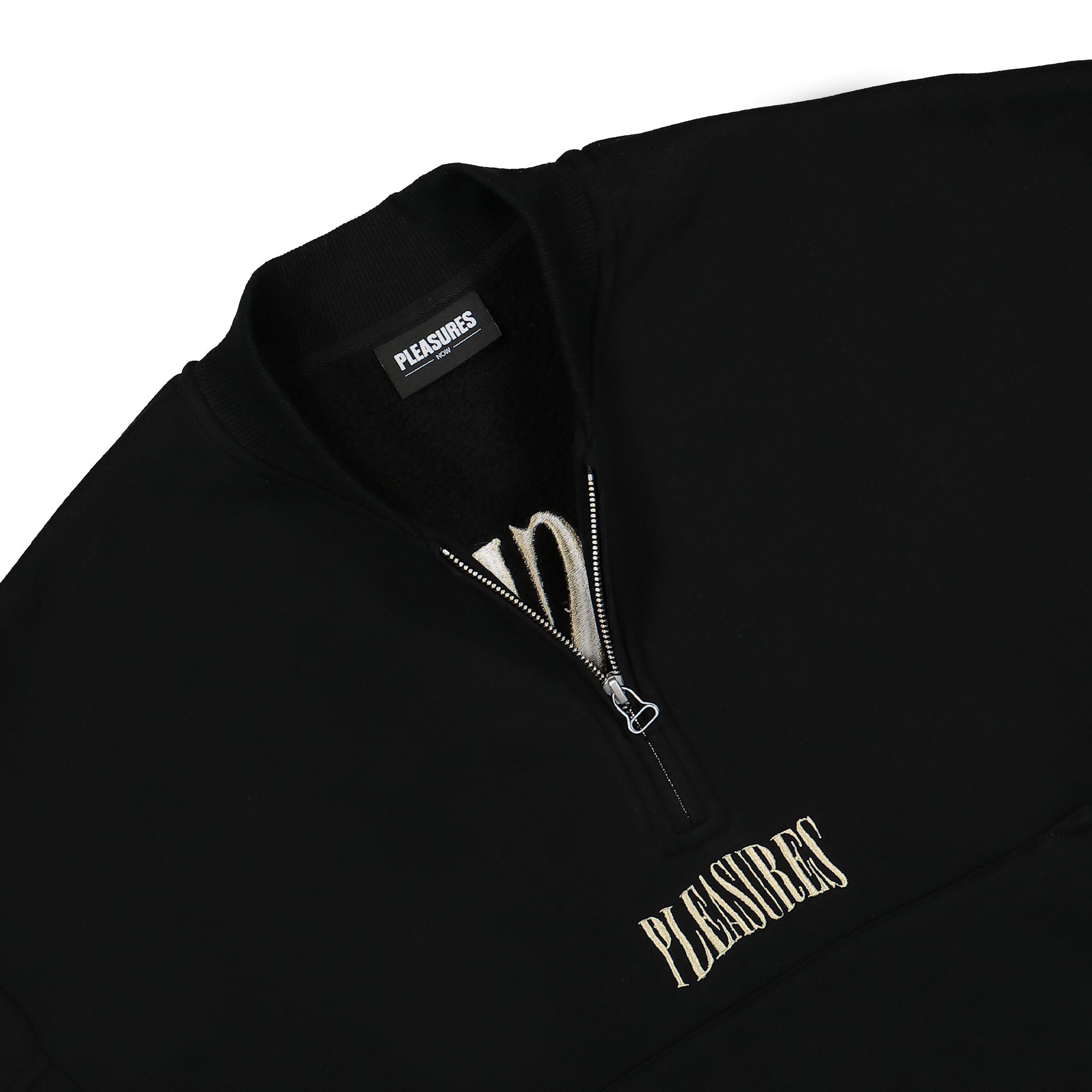 Pleasures Karat Quarter Zip Fleece Sweater Black Sweatshirts Material | Overkill