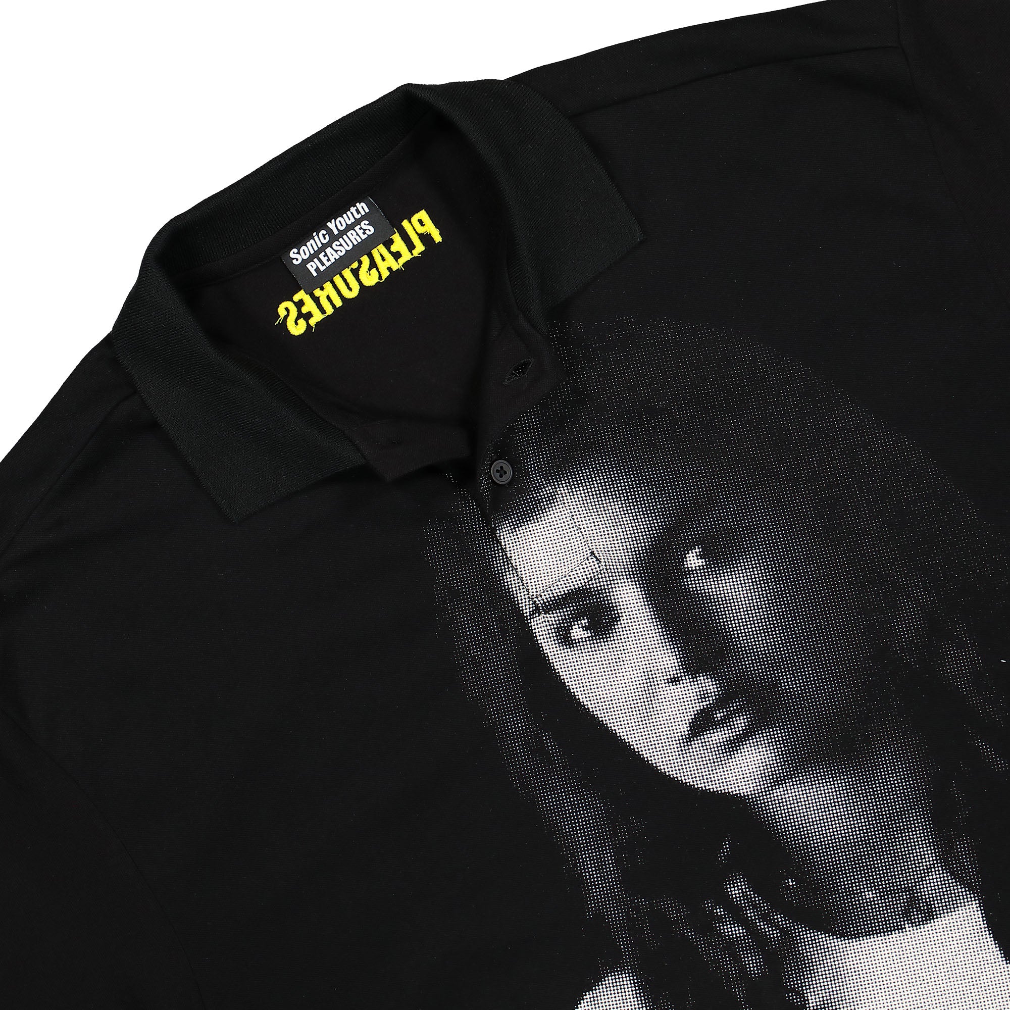 Pleasures Funky Donkey Boxy Polo Black Polo Shirts Close-up | Overkill