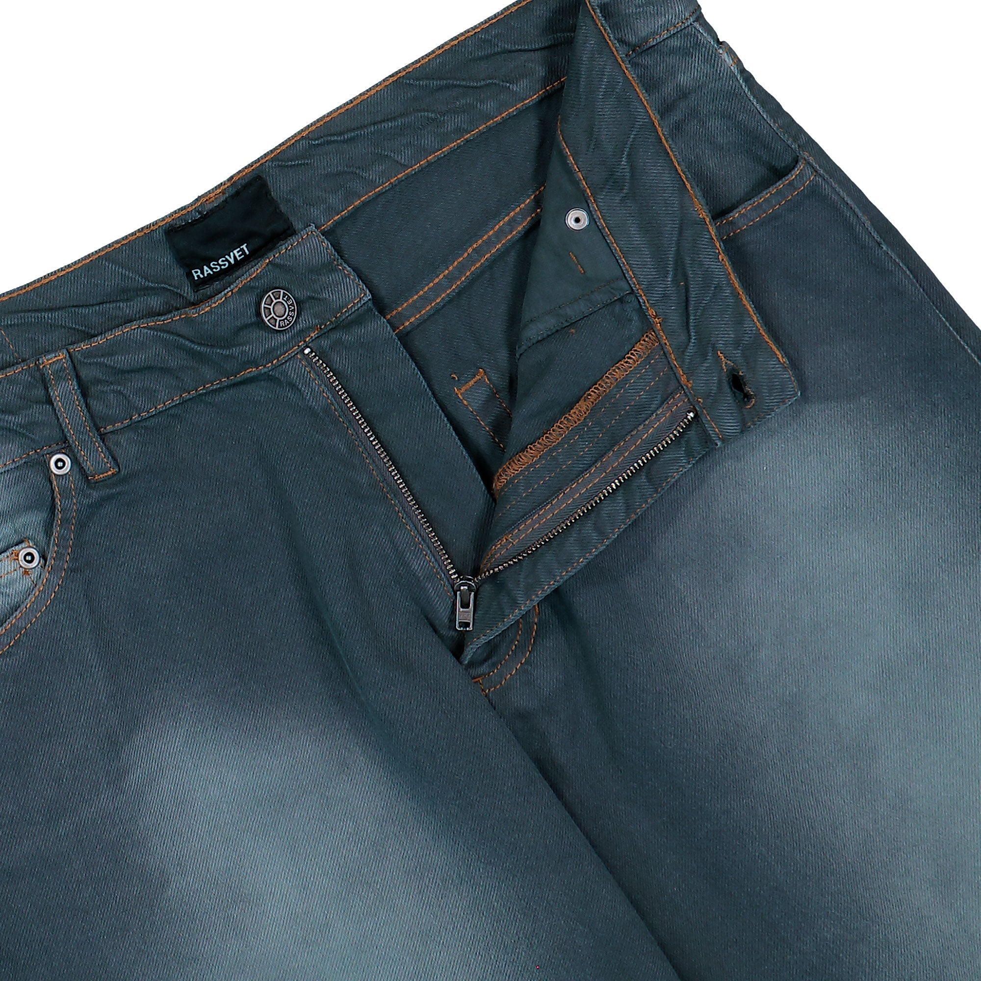 Rassvet Sun Dyed Baggy Denim Pants Dark Green Jeans PACC18P001-1 Detail View 1 | Overkill

